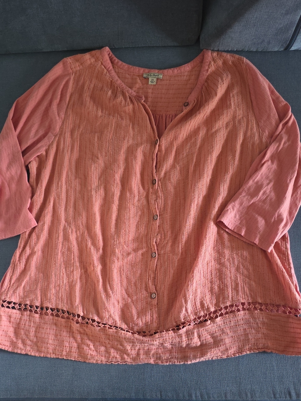 Lucky Brand Women’s Coral Button-Front Blouse 2X